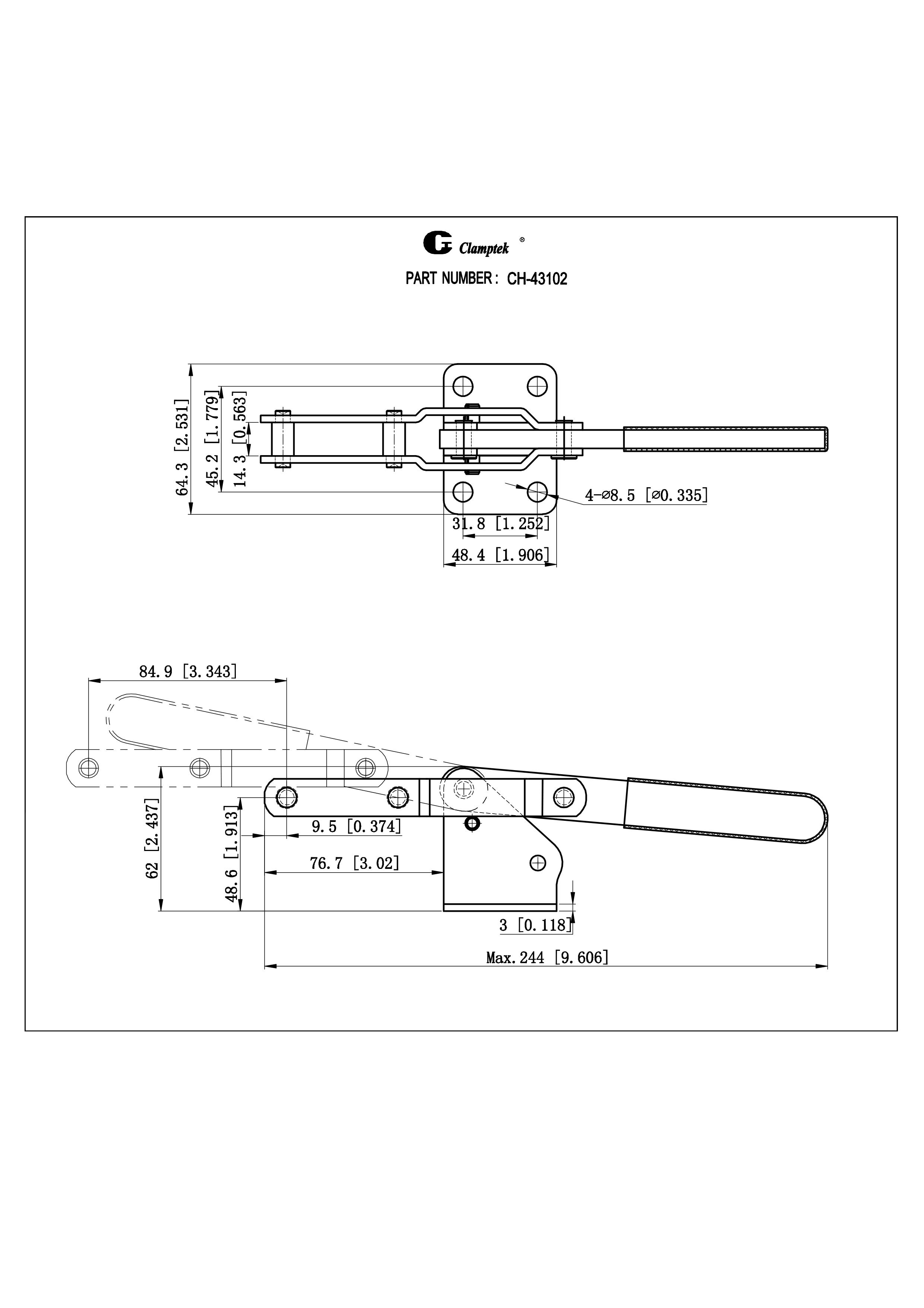 Thông số kỹ thuật khoá kẹp chốt CH-43102
